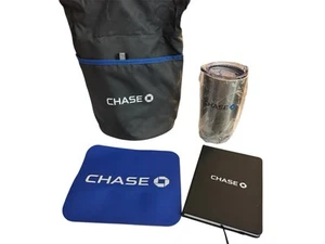 J.P. Morgan Chase Bank Insulated Cooler Lunch Bag Gray & White Mouse Pad Tumbler - Picture 1 of 6