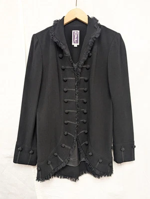 Zelda Vintage Jacket Women 8 Black Military Style Steam Punk Blazer Long Tunic - Image 1 of 4