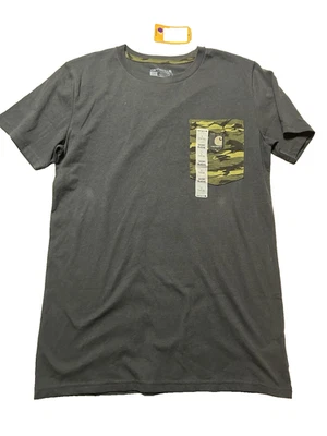 Camiseta Carhartt Meninos L (14-16) Caviar Preta Manga Curta Camuflagem Bolso (B9) - Imagem 1 de 4
