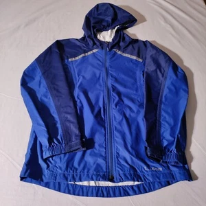 LL Bean Nylon Full Zip Hooded Raincoat ID 286124 Blue Kids Size L 14-16 - Picture 1 of 20