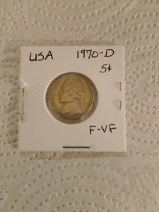 JEFFERSON NICKEL 1970-D F-VF BELLA MONETA!! - Foto 1 di 1