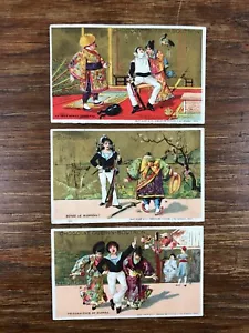 3x Chromos CHOCOLAT GUERIN BOUTRON En Asie Litho Vallet Minot - Bild 1 von 2