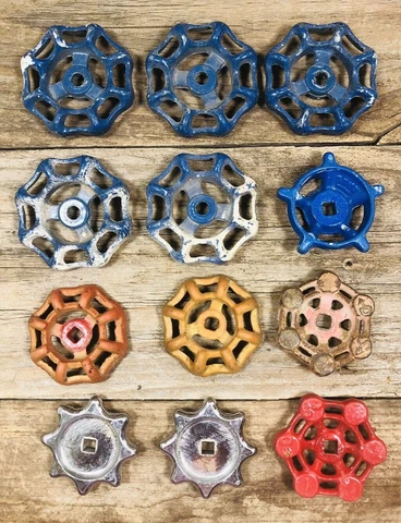 12 Vintage Valve Handles Water Faucet Knobs Steampunk Industrial Arts & Crafts Cover