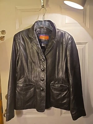 Chaqueta de cuero genuino negra Cripple Creek para mujer talla L clásica occidental ver foto Foto 1 de 4