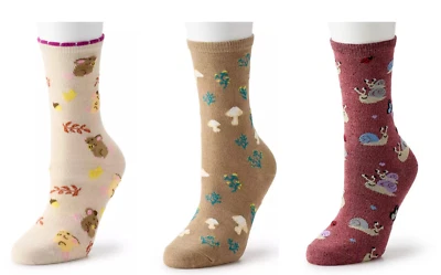 Meias femininas de cogumelo, mouse e caracol tamanho único compre mais e economize! - Imagem 1 de 4