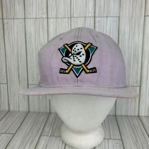Disney Mighty Ducks Vintage 20th Anniversary Hat Lavender Cotton Strap Back Cap - Picture 1 of 14