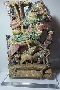Capo indiano a cavallo intagliato a mano entrambi i lati opera d'arte vintage - Foto 1 di 9