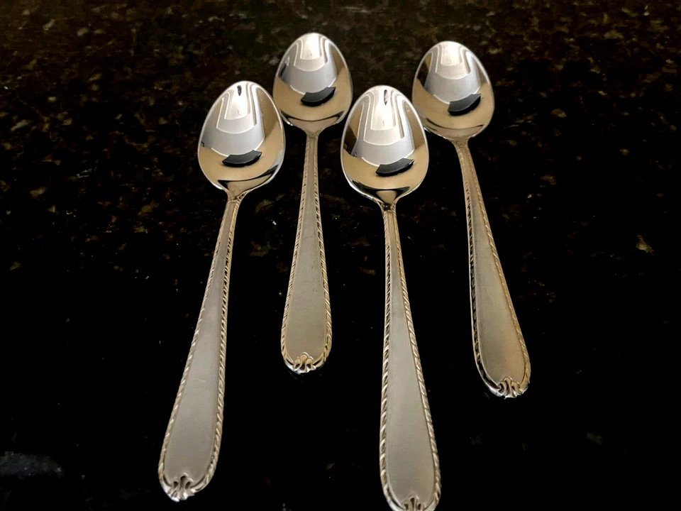 Hampton Silversmiths 18/10 Stainless Rachelle Frost Set Of 4 Teaspoons 6 1/2" - Image 1 of 1