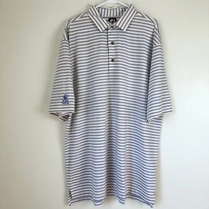FJ Footjoy Polo Mens XXL Striped Bandit Tour Embroidered Button Collar Shirt - Picture 1 of 10