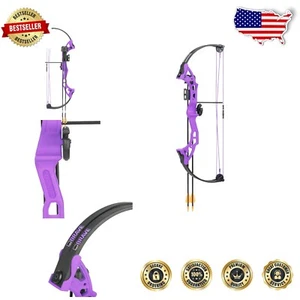 Beginner-Friendly Purple Archery Bow Set for Ages 8-12 - 26" & Accessories - Picture 1 of 11