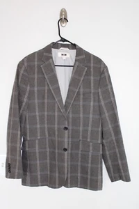 GRAY PLAID JOSEPH ABBOUD LINEN / COTTON BLEND SPORT COAT sz MEDIUM jacket 40R - Picture 1 of 5