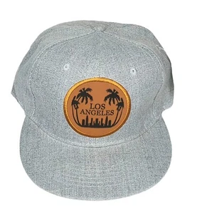 Cappello Berretto Los Angeles Snapback NUOVO Pelle Patch Palme California Grigio - Foto 1 di 6