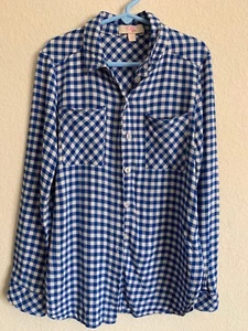 Usato in ottime condizioni Camicia rayon GB ragazza blu/bianco a quadri manica lunga bottoni bambina taglia Med 8 - Foto 1 di 8