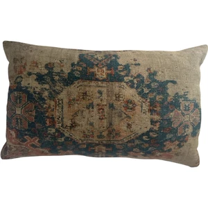 Pottery Barn Pillow Navin Print Cover & Down Insert 16 x 26" Lumbar Blue - Picture 1 of 13