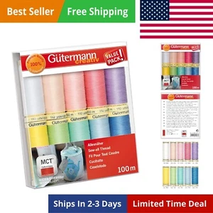 10-Piece Multi-Colour Polyester Thread Set - 100m Each for Seam Excellence - Picture 1 of 6