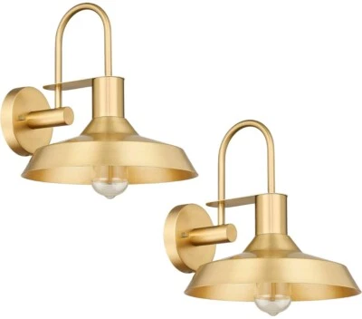 Darkaway Gooseneck Barn Light, 12 Inch Metal Dome Shade Farmhouse Wall Sconce...