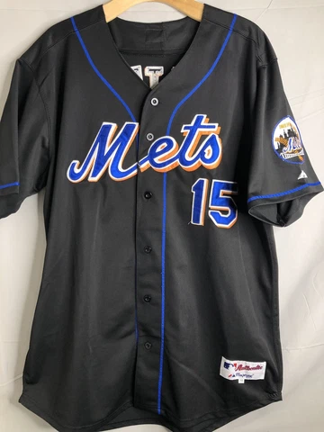 New York Mets #15 Beltran Majestic Jersey Mens 54 3XL Black Button Up Shirt MLB Cover
