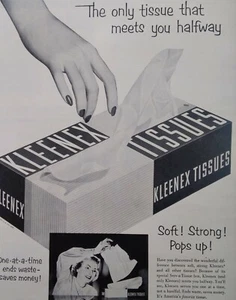 Kleenex Tissues Print Ad Originale Rara Vintage Anni 50 Scatola Bella Ragazza Lester Pianoforte - Foto 1 di 11