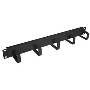 Kabelführungspanel Rangierpanel 1HE 19 Zoll Stahl Metall 5 Bügel schwarz RAL9005 - Photo 1/2
