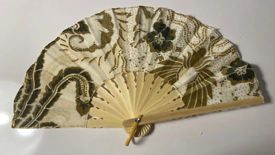 Abanico Mano Paño de Bambú Blanco Hecho a Mano Indonesia Nuevo Avenico Verano Moda #95 Foto 1 de 4