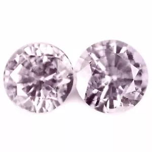 Zertifiziert 1,08ct natürlicher unbeheizter Pfirsichsaphir SI 4,56 mm rund passendes Paar - Bild 1 von 2