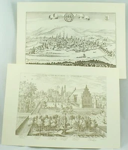 Furstlicher Lustgarten Treveris Trier German Geographic Urban Map Art Print Lot - Picture 1 of 12