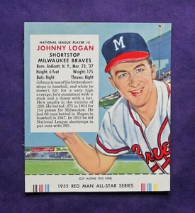 1955 Red Man Johnny Logan #5 "Very Sharp Looking Card" - Picture 1 of 2