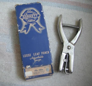 Vintage Barrett Blue Ribbon Loose Leaf Punch No. 4100 w/ Box - Picture 1 of 5