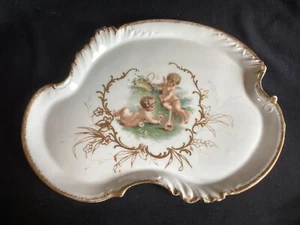 Antique Guerin Limoges France Dresser Tray Two Cherubs Drinking Wine - Picture 1 of 8