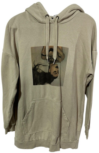 OFF WHITE Felpa donna con cappuccio Ariana Grande taglia S panna pullover oversize H&M