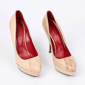 Zapatos de salón Cesare Paciotti beige cuero pitón tacón de aguja talla EU 38 / US 8 - Imagen 1 de 5