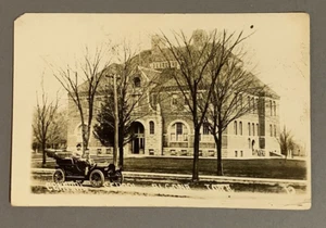 c1910 RPPC Postcard Algona IA Central School Iowa Posted Touring Car - Picture 1 of 2