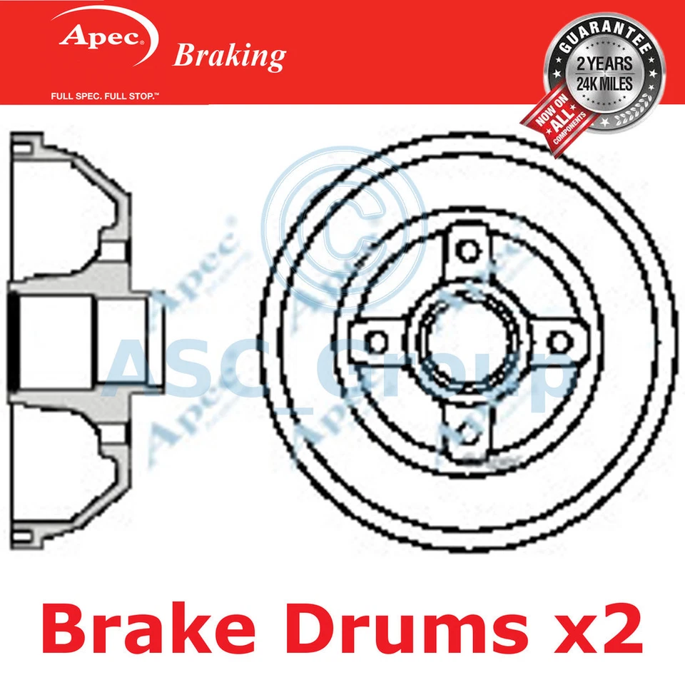 2x Apec 201mm (Interne) 4 Clou Rechange Arrière Frein à Main Frein De DRM9926 - Photo 1/1