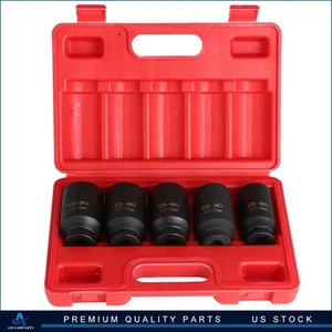 ?5pcs 1/2'' Deep Spindle Axle Nut Socket Set 12 POINT METRIC 30 32 34 35 36mm - Picture 1 of 9