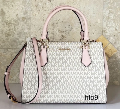 Michael Kors Marilyn Medium Satchel Shoulder Crossbody Bag MK Vanilla/Pink - Image 1 of 4