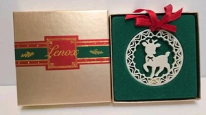 Vintage Lenox Yuletide Ornament Rentier 24K Goldrand 2,5" datiert 1987 neu in Box - Bild 1 von 6