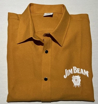 Jim Beam Long Sleeve Shirt Mens XL Western Snap Closure Printed Logo Bourbon - Image 1 of 4