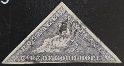 CABO DE BUENA ESPERANZA 1855-1863 Triángulo usado 6d SG #7c CV £500 CERTIFICADO EN MUY BUEN ESTADO Foto 1 de 3