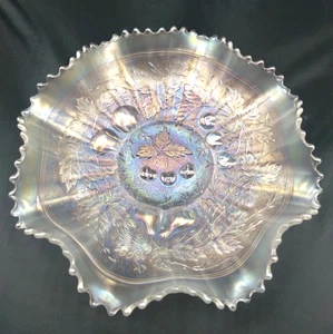 NORTHWOOD 8 1/2" WHITE THREE FRUITS STIPPLED BOWL--MINOR CHIP - Picture 1 of 10