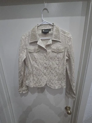 Christine Alexander(小号)夹克施华洛世奇水钻纽扣锦缎 — 第 1/4 张图片