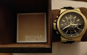 Michael Kors Dylan Men's Chronograph Watch with Black Dial & Gold Accents MK8325 - Picture 1 of 4