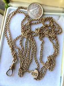 Vintage WATCH FOB CHAIN With HEART SHAPE SLIDE 46” Seed Pearls VICTORIAN - Picture 1 of 7