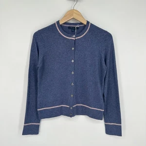 Boden Kontrastnähte Strickjacke Baumwoll-Kaschmir-Mischung Rundhals Pullover, Größe 8 - Bild 1 von 10