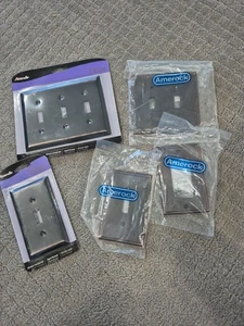 Lot Amerock Amerelle Aged Bronze Mid Century Modern Wall Plate Toggle Outlet A5 - Picture 1 of 11
