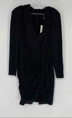 Mini Vestido Alex Marie Para Mujer Negro Brillo Manga Larga Cuello Sobrepelliz Talla 10 Foto 1 de 4