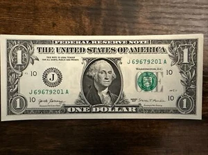 "ONE 2017 consecutivo UNC-GEM BILLETE DE $1 - FRB KANSAS CITY, MO - ""J A" - Imagen 1 de 14