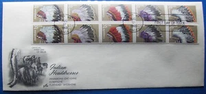 US FDC INDIAN HEADDRESSES with booklet pane 1990. - Picture 1 of 1
