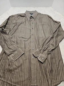 Cutter And Buck Men's Brown Striped Long Sleeve Dress Shirt Size M - Picture 1 of 11