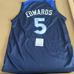 Anthony Edwards Signed Blue Minnesota Timberwolves Autographed #5 Jersey w/ COA - Picture 1 of 8