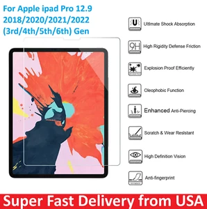 2x Clear Screen Protector Cover Film for 2018-2022 Apple iPad Pro 12.9 3rd-6th - Picture 1 of 4